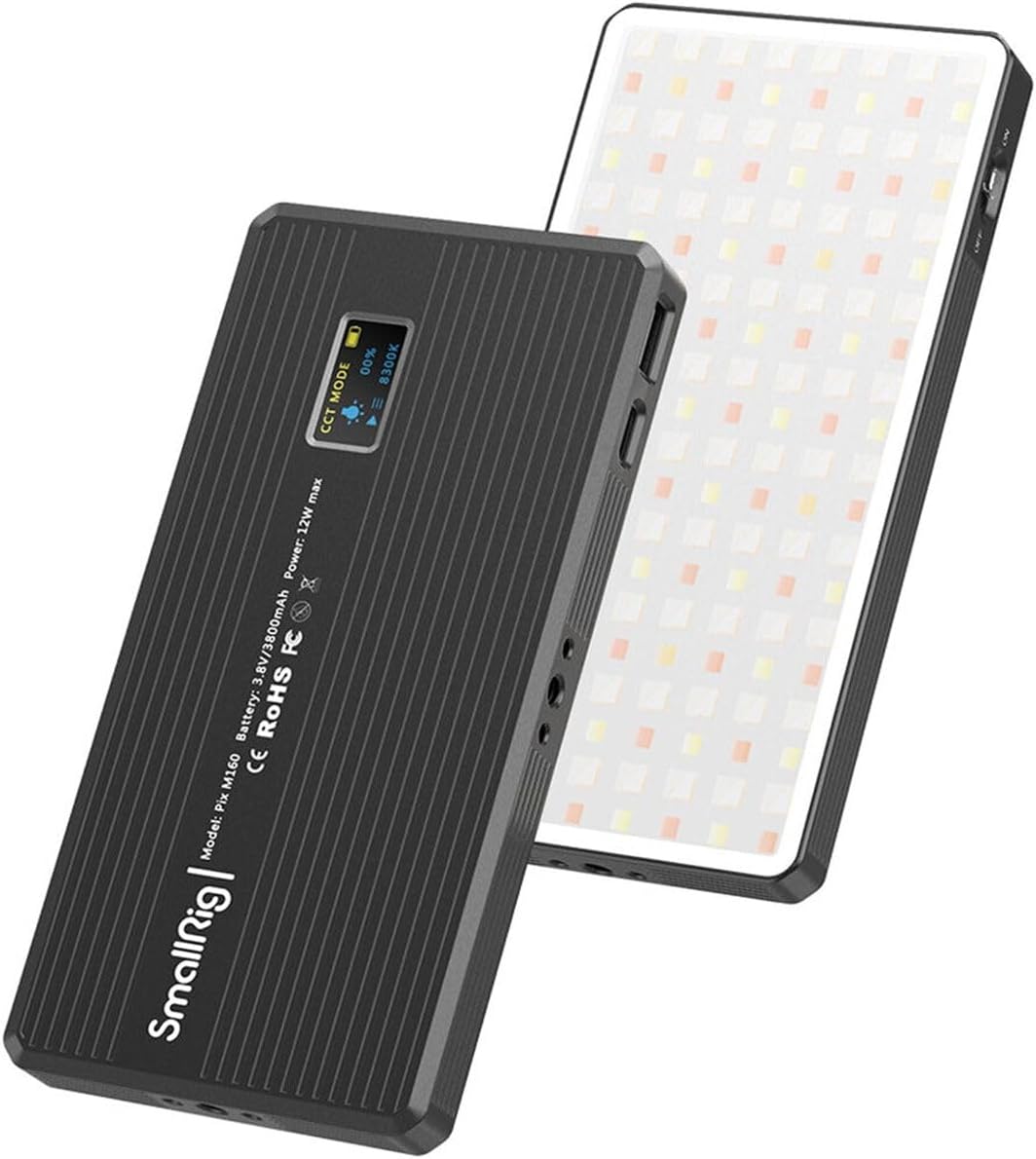 SMALLRIG M160 RGB Videolicht LED Licht auf der Kamera mit wiederaufladbarem eingebautem Akku, vollst