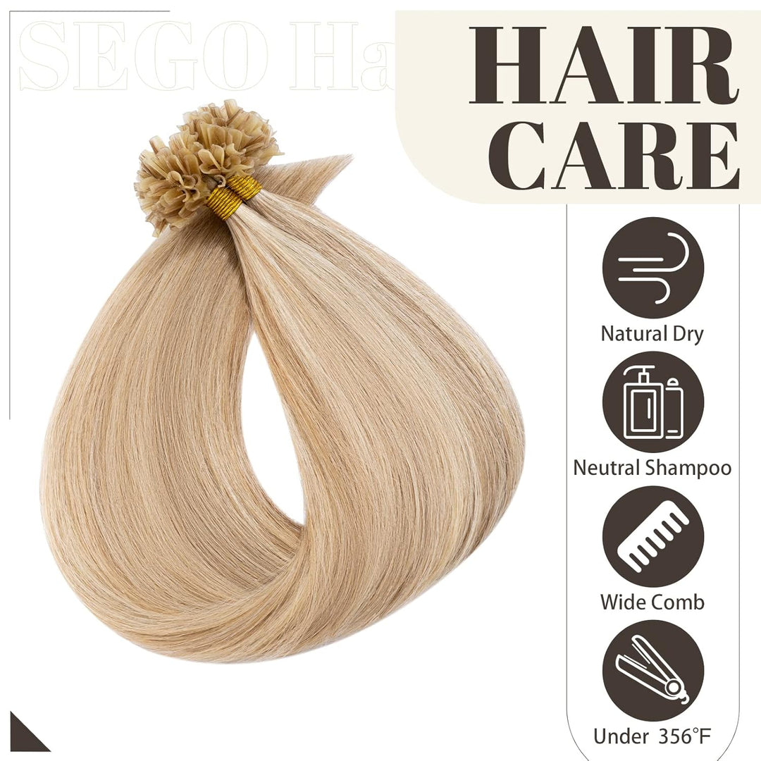 Sego Bondings Extensions Echthaar 0.5g/Strähnen 100 Strähnen Haarverlängerung Keratin U-Tip Glue 100