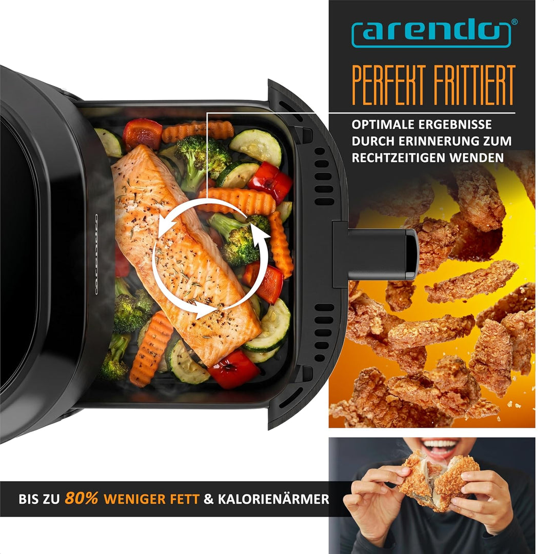 Arendo – Heissluftfritteuse klein - 2,5 Liter - Airfryer – 60 bis 200 ° C – Timer – Warmhaltefunktio