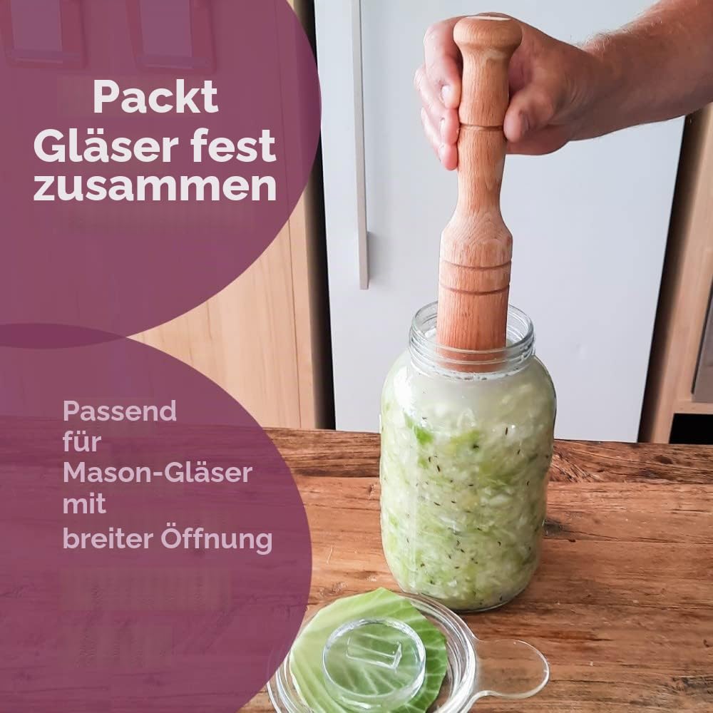 Sauerkraut Pounder - Massiver Holztamper für Sauerkraut Kimchi und Fleisch Zartmacher