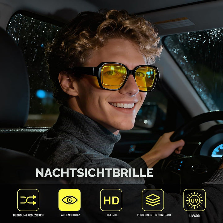 URUMQI Nachtsichtbrille für Autofahrer, Nachtfahrbrille Nachtbrille zum Autofahren Damen Herren, Aut