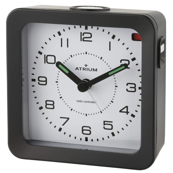 Atrium Funkwecker Analog Quarz ohne Ticken mit Licht und Snooze Leuchtzeiger schwarz A660-7