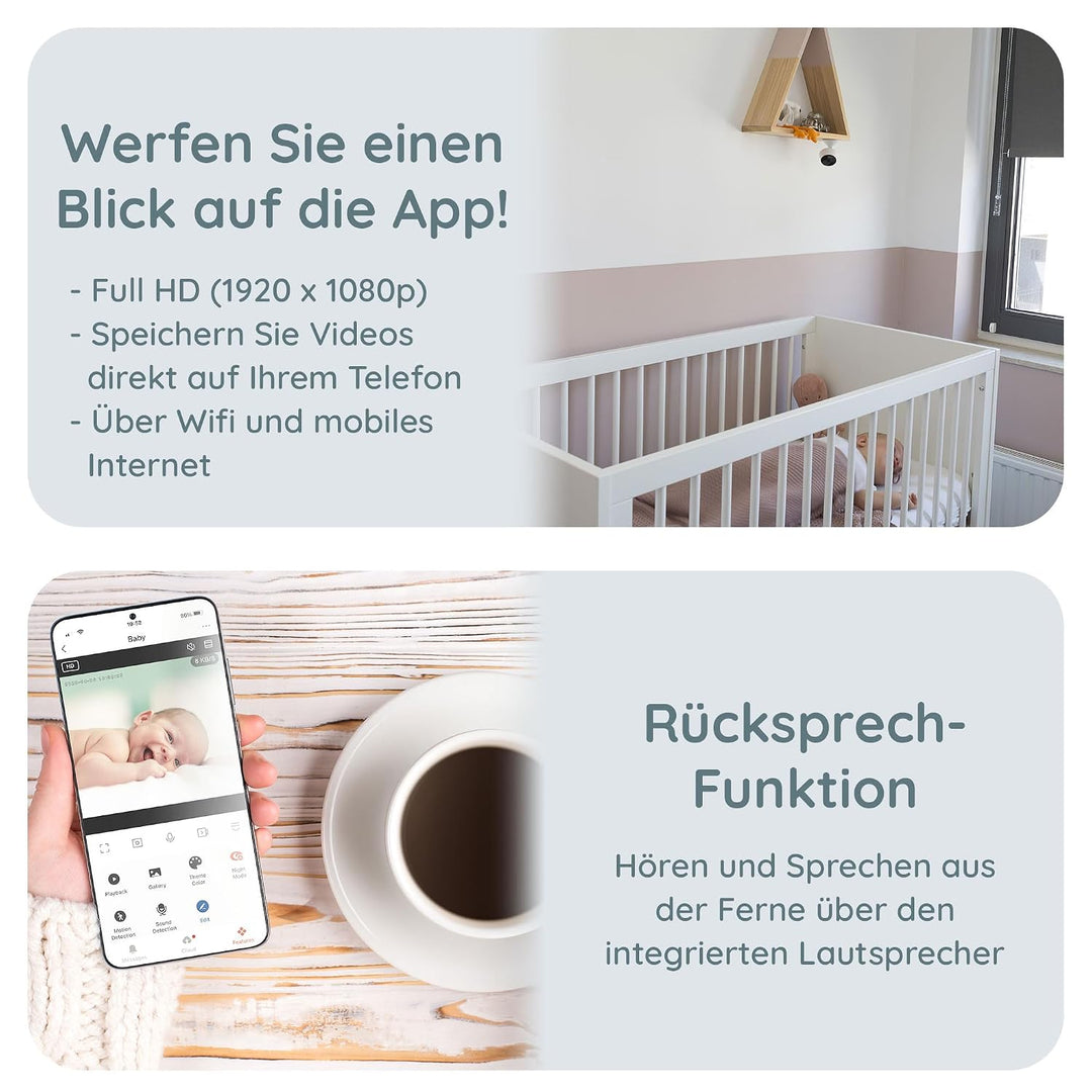 Alecto Smartbaby5 Babyphone mit Kamera - WLAN Babyphone mit Kamera - Gegensprechfunktion - Infrarot-