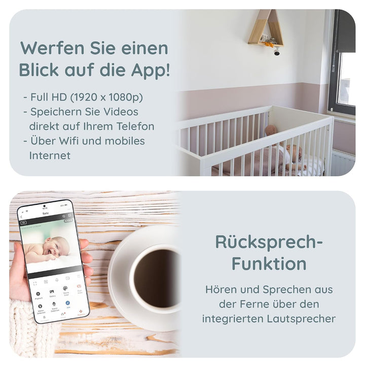 Alecto Smartbaby5 Babyphone mit Kamera - WLAN Babyphone mit Kamera - Gegensprechfunktion - Infrarot-