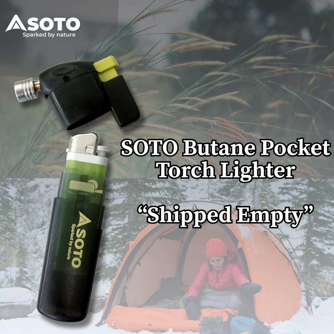 SOTO Pocket Torch with Lighter Schwarz - Leistungsstarker cleverer Feuerzeug Brenner, Grösse One Siz
