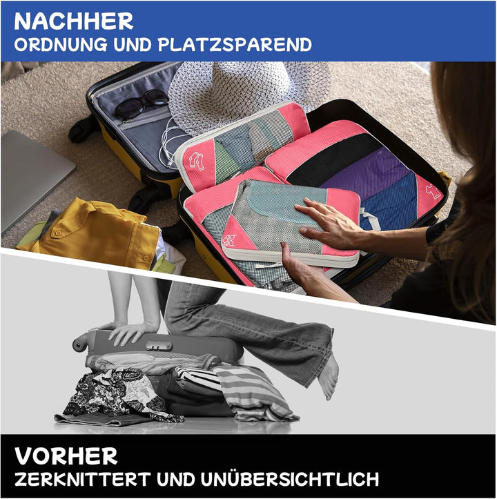 5-teilig Kompressions Packwürfel Set für Reisen, Compression Packing Cube zur Organisation Ihres Rei