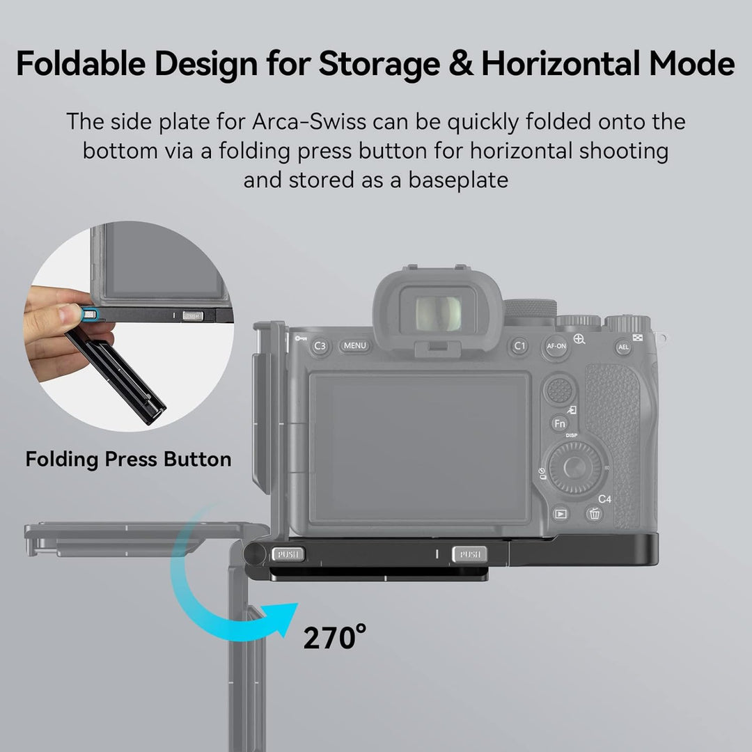 SMALLRIG Faltbare L-Halterung für Sony A7R V / A7 IV / A7S III, L-Bracket Faltbare Seitenplatte für