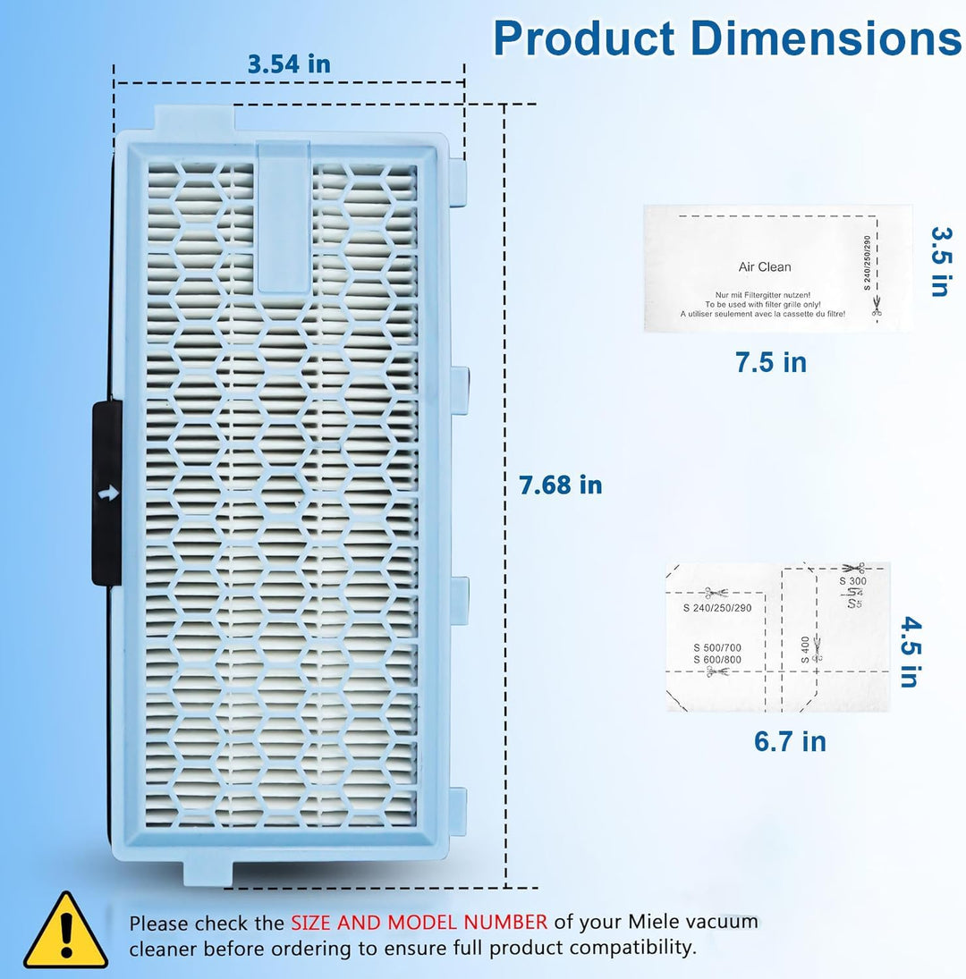 3 HEPA Filter für Miele Staubsauger – Ersatzfilter für Compact C1 C2, Complete C2 C3, 3 Motorschutzf