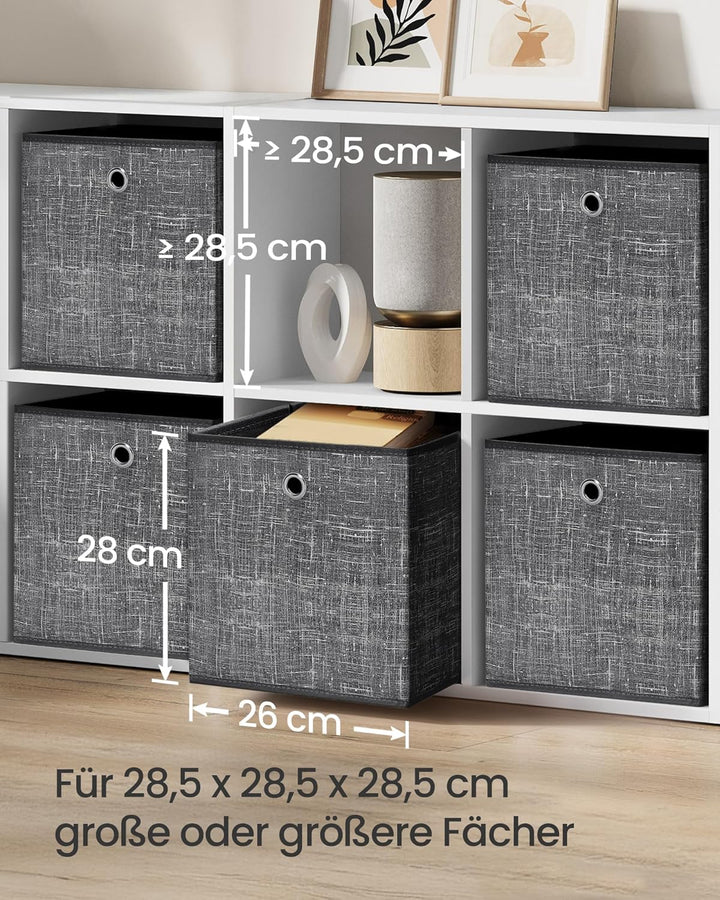SONGMICS Aufbewahrungsbox, 6er Set, Ordnungsboxen aus Vliesstoff mit Griff, Boxen Aufbewahrung, 26 x