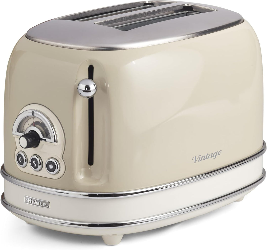 Ariete Vintage 155, 2-Scheiben-Toaster, Retro Toaster mit 6 Toaststufen, Automatischer Auswurf, Auft
