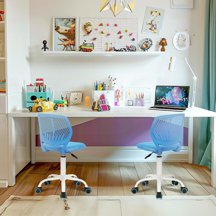 Homy Casa 2er Set Blaue Schreibtischstühle Verstellbarer Drehstuhl Bürostuhl Stoffsitz Ergonomischer