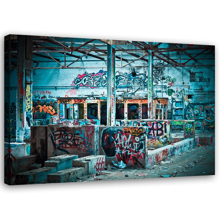 Feeby Vlies Leinwandbild Strassenkunst Graffiti Wandbild 80x60 cm Wand Bild Kunstdruck Deko Wohnzimm
