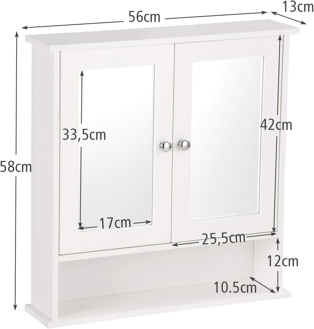 GIANTEX Hängeschrank mit Spiegel, Spiegelschrank Wandschrank mit 2 Türen, Badschrank Badezimmerschra
