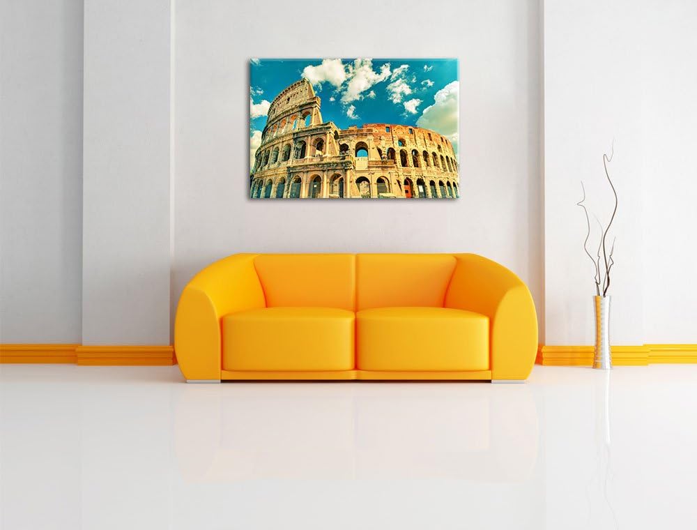 Colosseum bei Tag in Rom, Format: 100x70 auf Leinwand, XXL riesige Bilder fertig gerahmt mit Keilrah