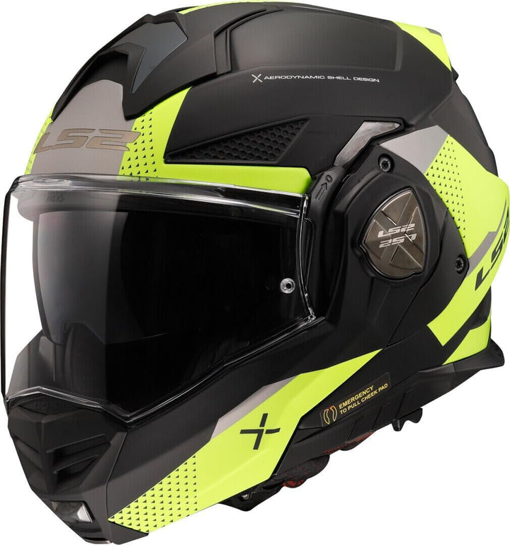LS2, klapphelme motorrad ADVANT X Oblivion mat black H-V yellow, XS XS mat black H-V yellow, XS mat