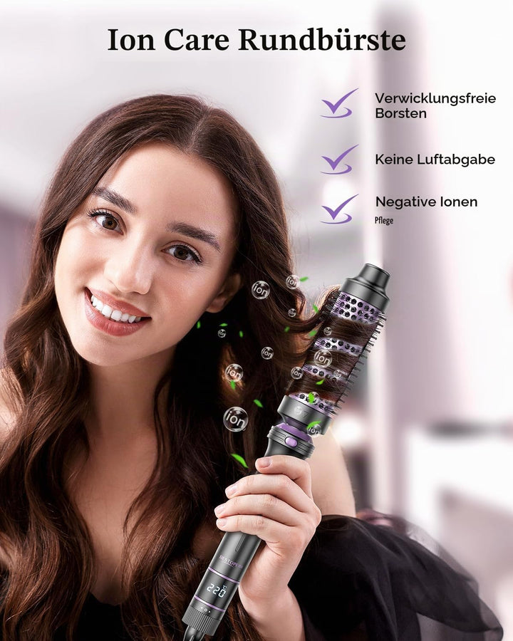 BESTOPE PRO Lockenstab, 5 in 1 Lockenstäbe Set mit Glätteisen, Thermobürste, 3 Keramische Lockeneise