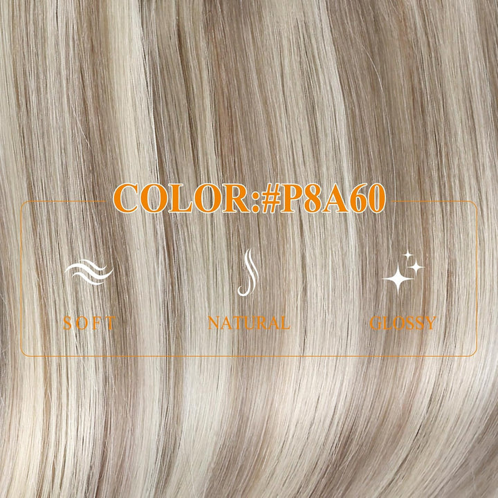 Easyouth Extensions Echthaar mit Draht Haarteile Echthaar Draht 80g 16 Zoll Farbe Ash Brown Mix Plat