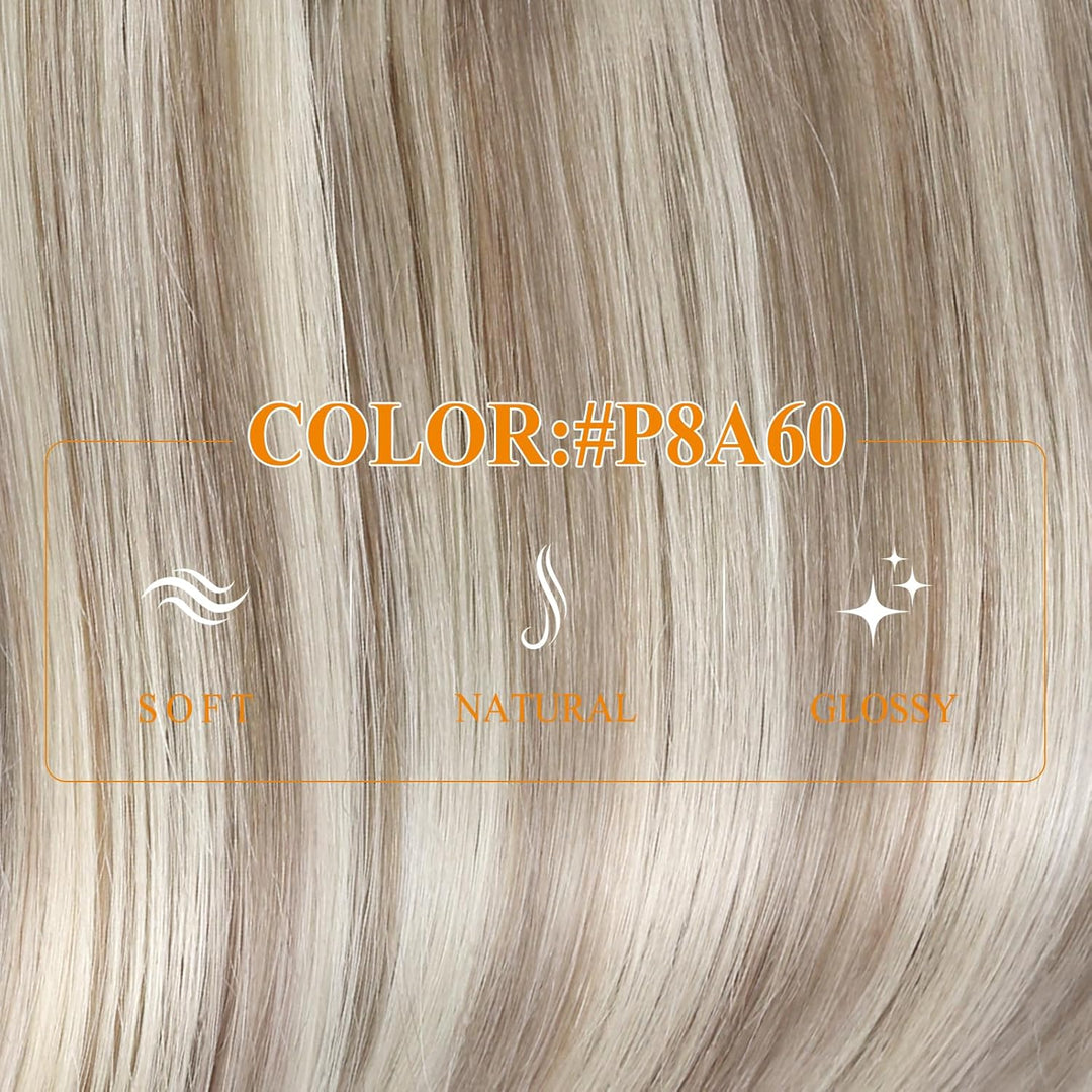 Easyouth Invisible Extensions Echthaar mit Draht Haarteile Echthaar Draht 70g 14 Zoll Farbe Ash Brow