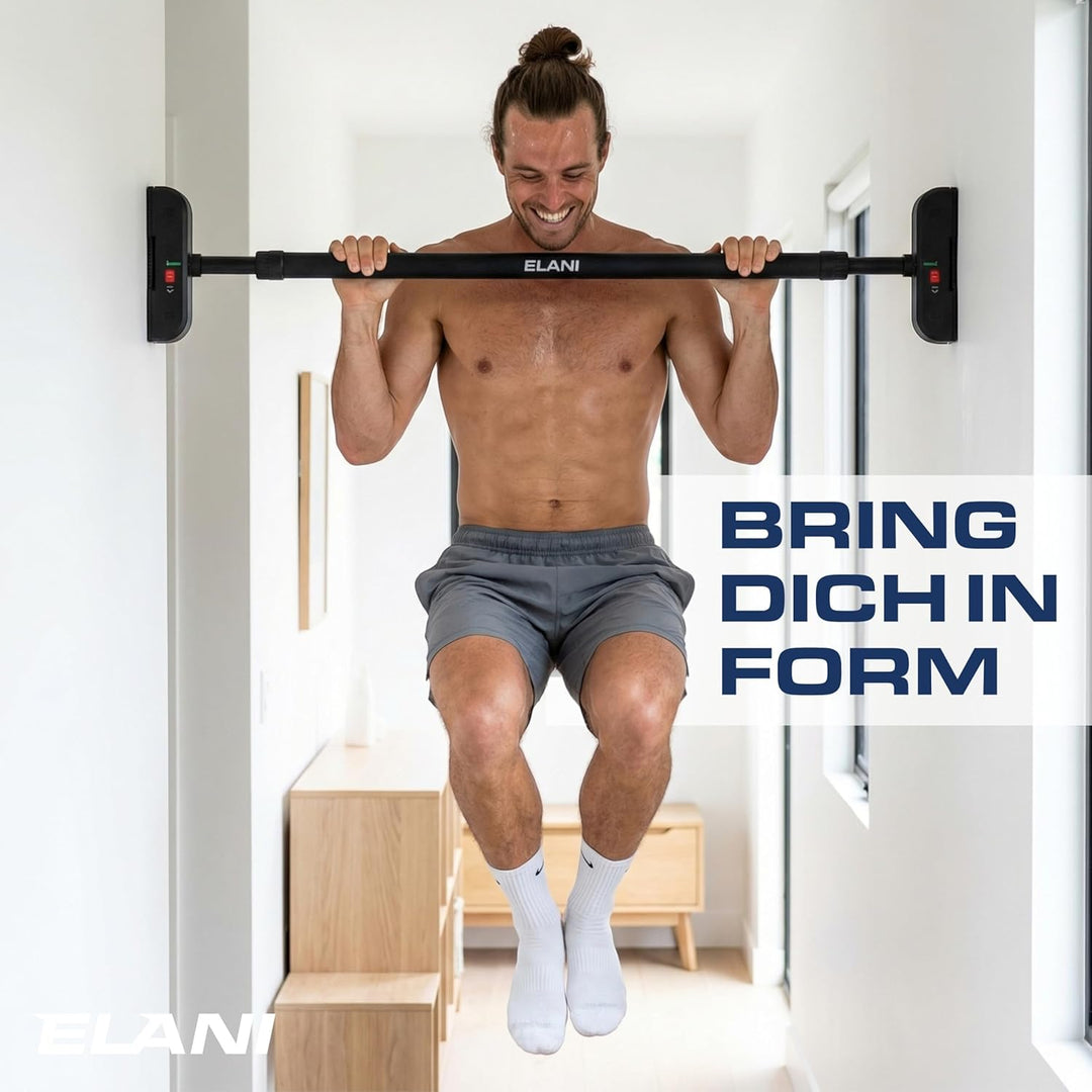 ELANI – Klimaneutrale Klimmzugstange Wand 115-140 cm ohne Bohren mit innovativer Gewindesperre für s