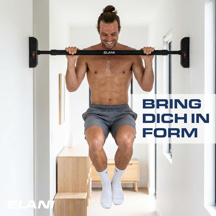 ELANI – Klimaneutrale Klimmzugstange Wand 115-140 cm ohne Bohren mit innovativer Gewindesperre für s