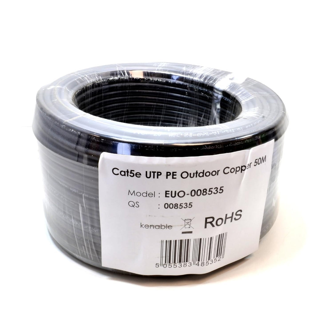 Aussen CAT5e Aussen Verwendung Kupfer Ethernet Netzwerk Kabel Kabelrolle UTP 50 m Schwarz [50 Meter/
