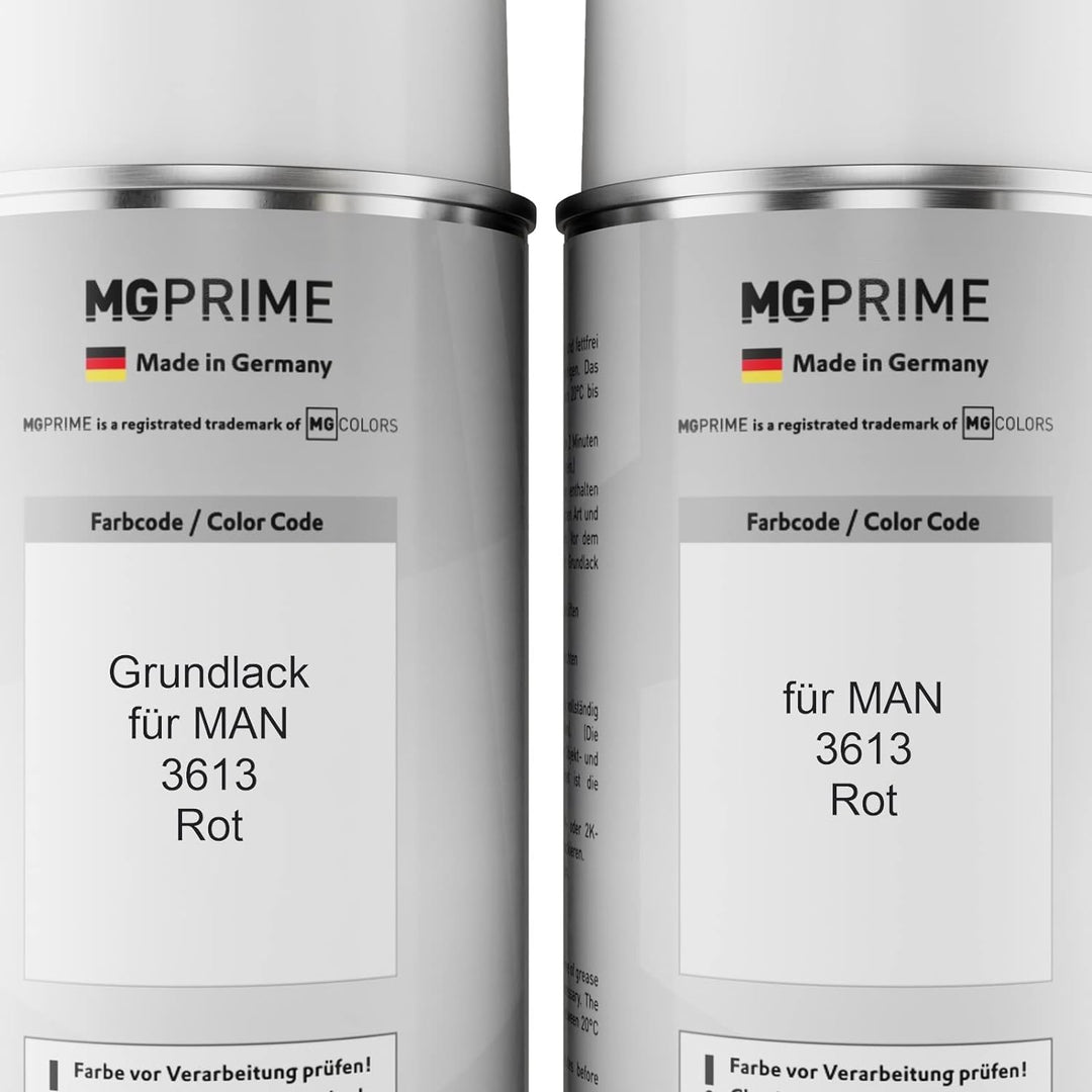 MG PRIME Autolack Sprühdosen Set für MAN 3613 Rot Grundlack Basislack Klarlack Spraydose 400ml