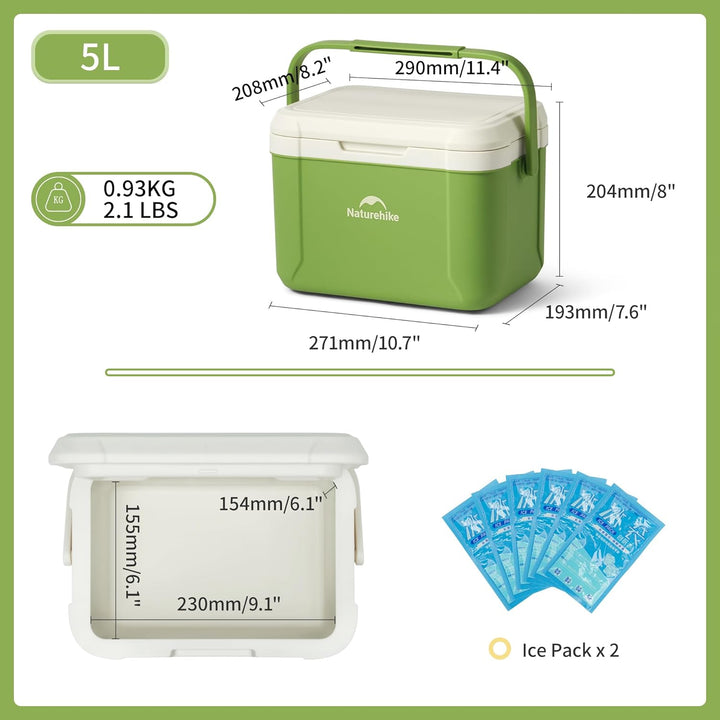 Naturehike Kühlbox 5 Liter/18 Liter Thermobox hochwertige PU Isolierbox 48 Std. Kühlleistung Kühltas