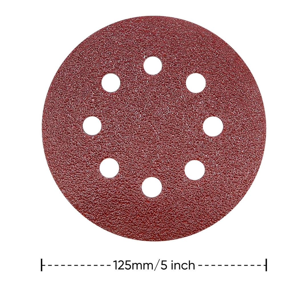 SHALL 160 Stück 125-mm-Schleifscheiben (Klettverschluss, 9 Typen, gemischte Körnung), 8-Loch, runde