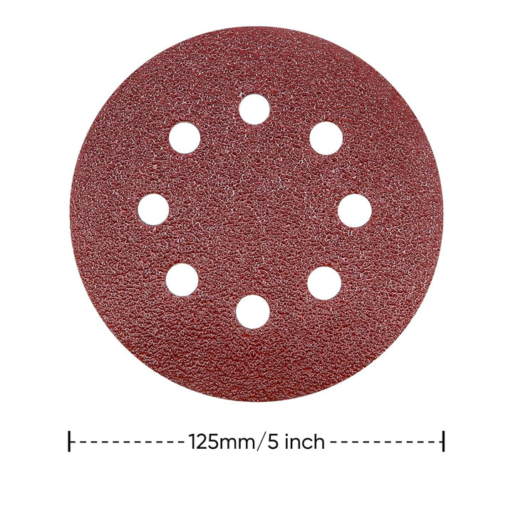 SHALL 160 Stück 125-mm-Schleifscheiben (Klettverschluss, 9 Typen, gemischte Körnung), 8-Loch, runde