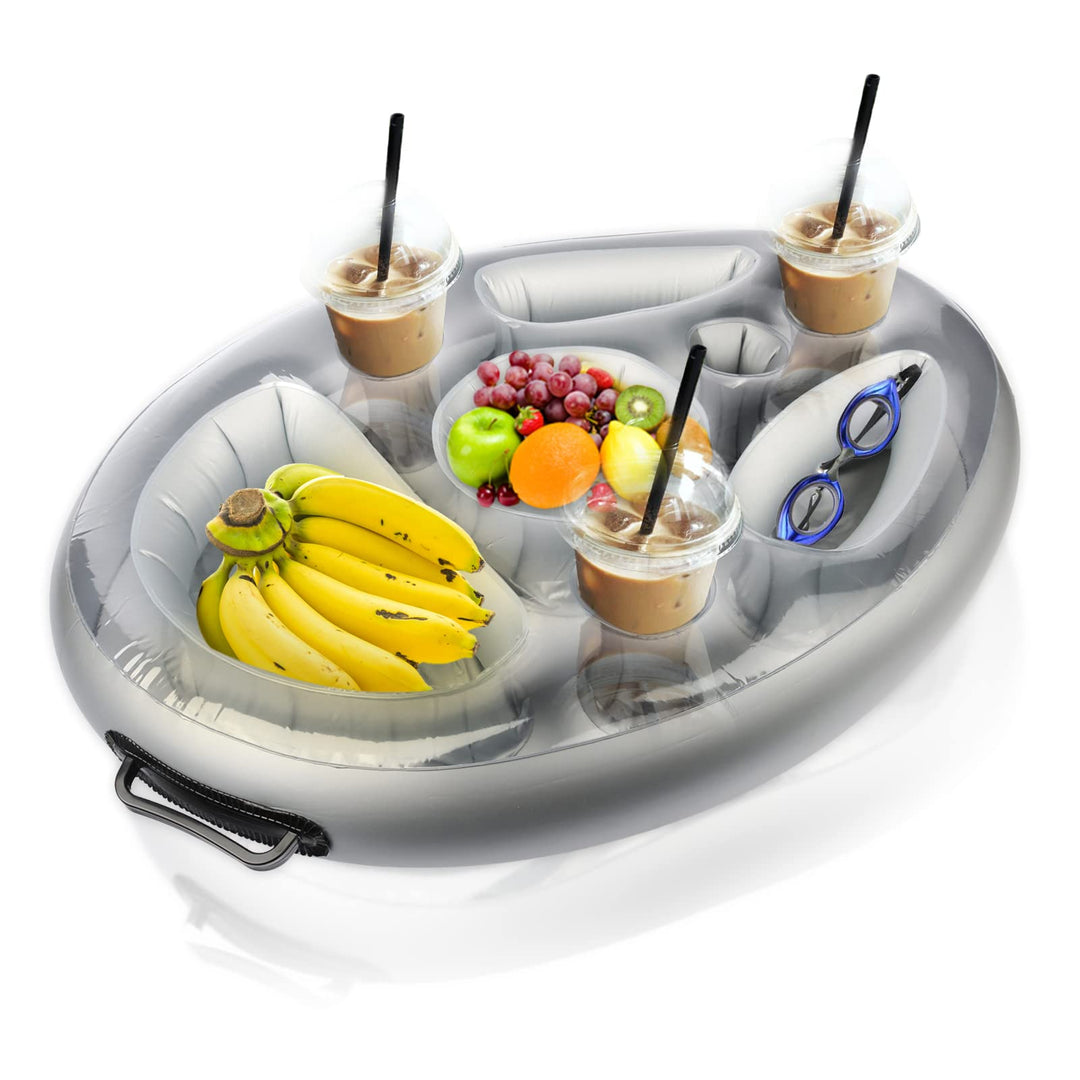 Yisscen Aufblasbarer Getränkehalter Schwimmender, 2in1-Getränke und Snackhalter Poolbar 8 Löcher Gro