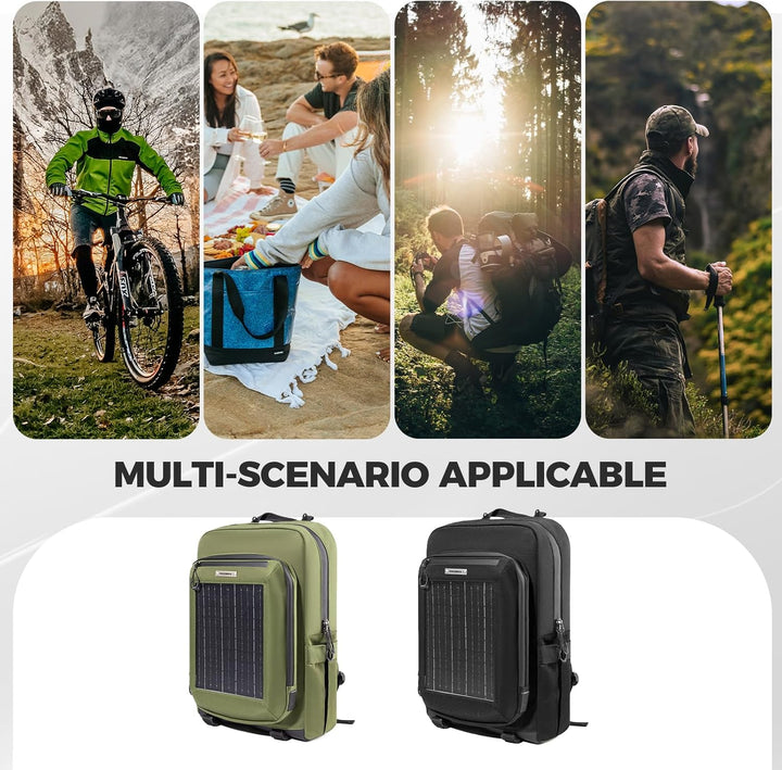 ROCKBROS Solarrucksack Solar Rucksack 20L mit Flexiblem Abnehmbarem 10V 14W Solarpanel Solarpanelruc