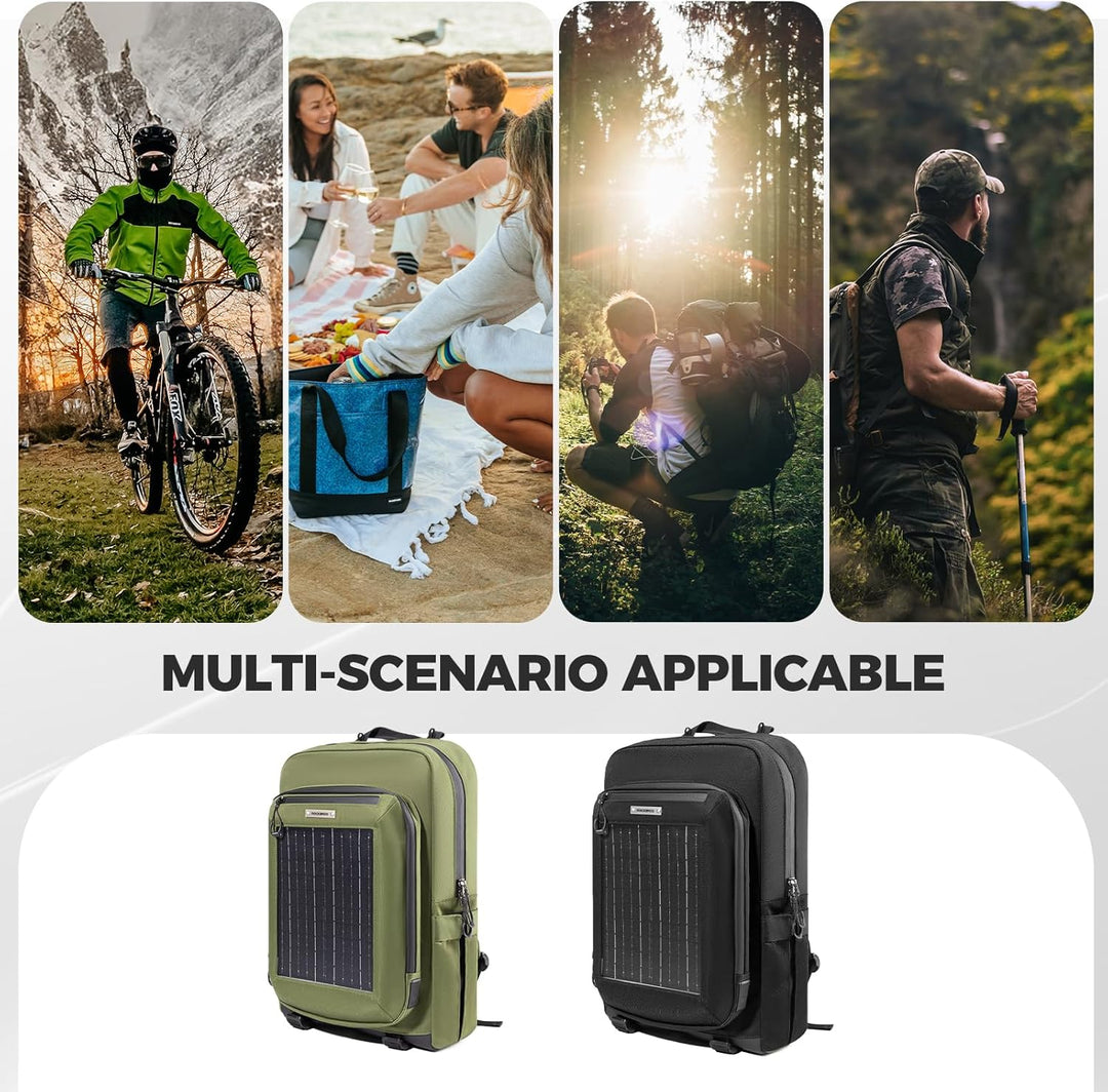ROCKBROS Solarrucksack Solar Rucksack 20L mit Flexiblem Abnehmbarem 10V 14W Solarpanel Solarpanelruc
