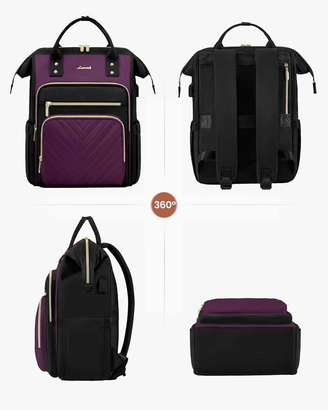 LOVEVOOK Rucksack Damen, 15,6 Zoll Wasserdicht Laptop Schulrucksack mit Laptopfach, Reiserucksack Ta