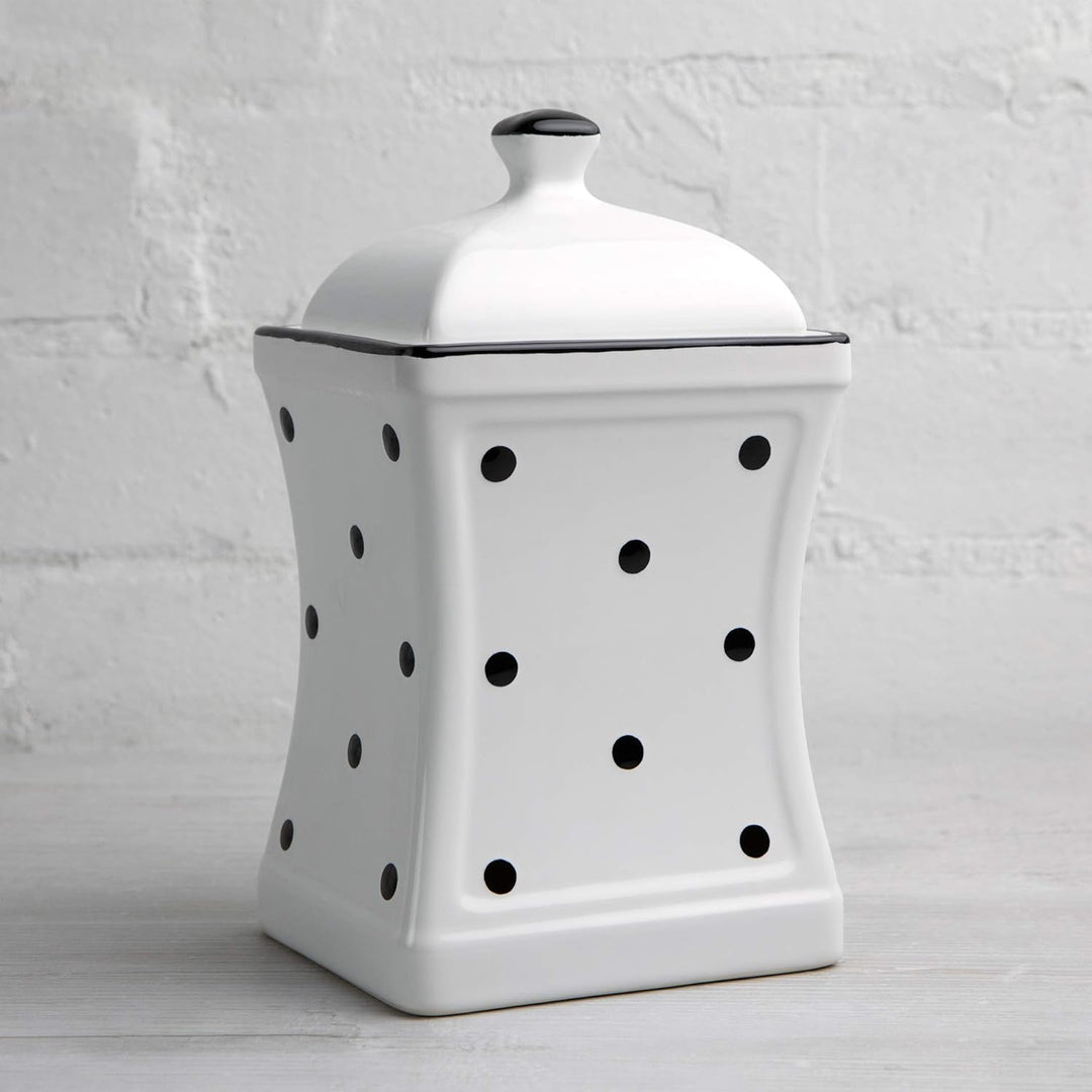 City to Cottage® - Keramik Behälter Küche 900 ml | Weiss und Schwarz | Polka Dots | Handgemacht | Be