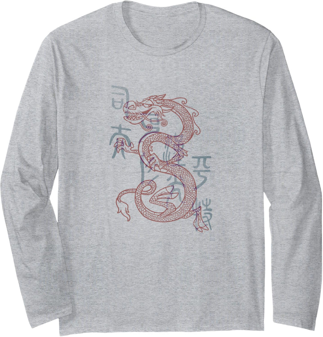 Disney Mulan Mushu Dragon Sketch Langarmshirt