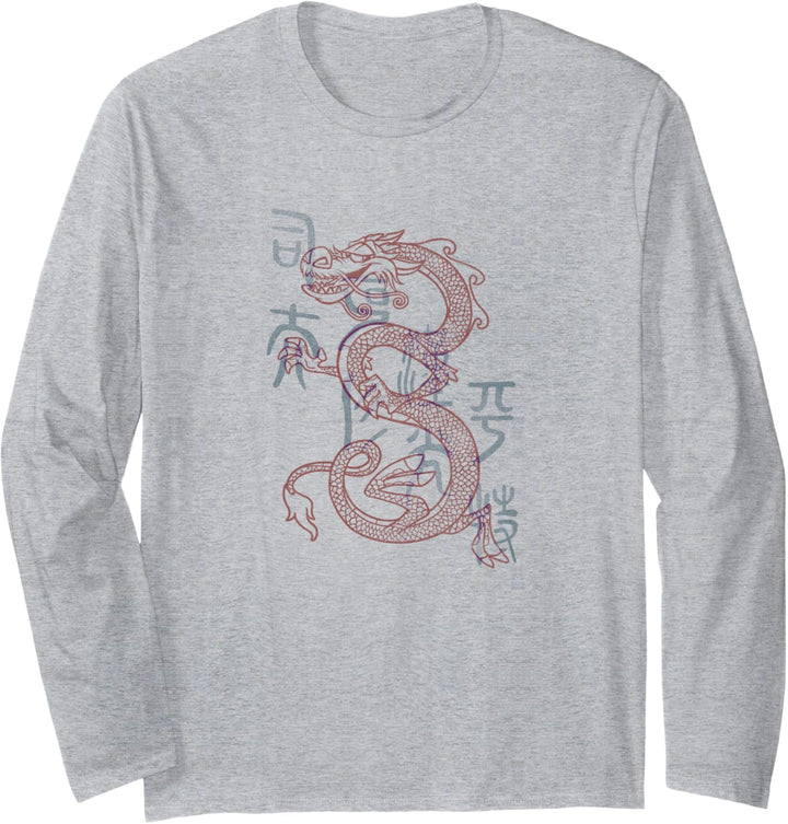 Disney Mulan Mushu Dragon Sketch Langarmshirt