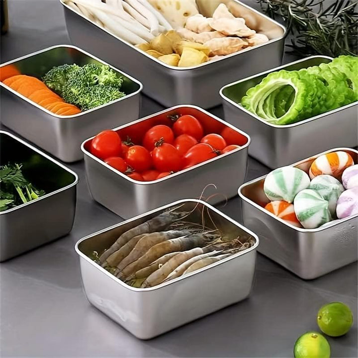MVSR 6 Stück Frischhaltedosen Mit Deckel, Meal Prep Boxen, Edelstahl, Backofen Gefrierschrank Geschi