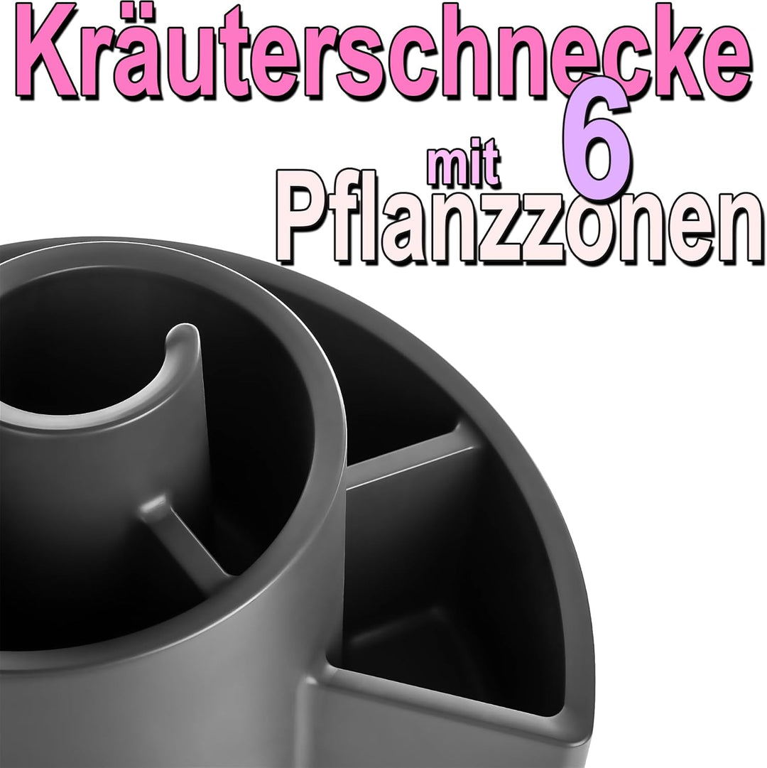 BigDean Kräuterspirale aus Kunststoff in Anthrazit BxH 55,5x34 cm – Kräuterschnecke - Blumentreppe m