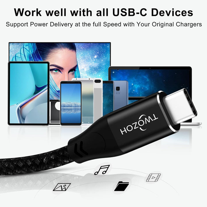 Twozoh 4K USB C Kabel 100W 4,5M (All-in-One), USB 3.2 Gen 2 X 2 20Gbps Datenübertragung PD Schnellla