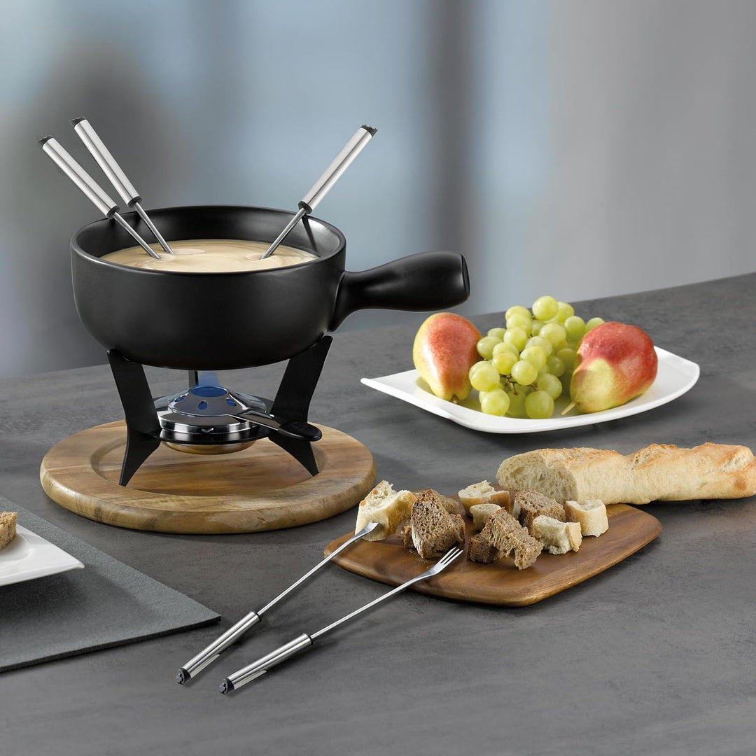 kela Käsefondue-Set Country Keramik schwarz 21cm 22cmØ, 22x22x21 cm