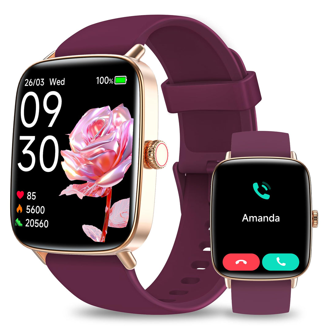 Yoever Smartwatch Herren Damen mit Telefonfunktion - 1.85" Fitnessuhr Herren mit Herzfrequenz SpO2 S