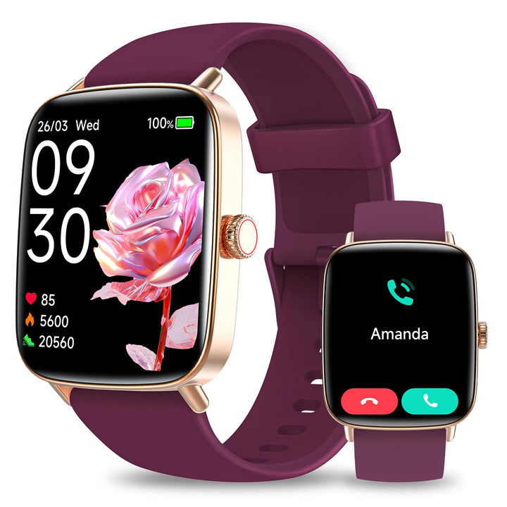 Yoever Smartwatch Herren Damen mit Telefonfunktion - 1.85" Fitnessuhr Herren mit Herzfrequenz SpO2 S