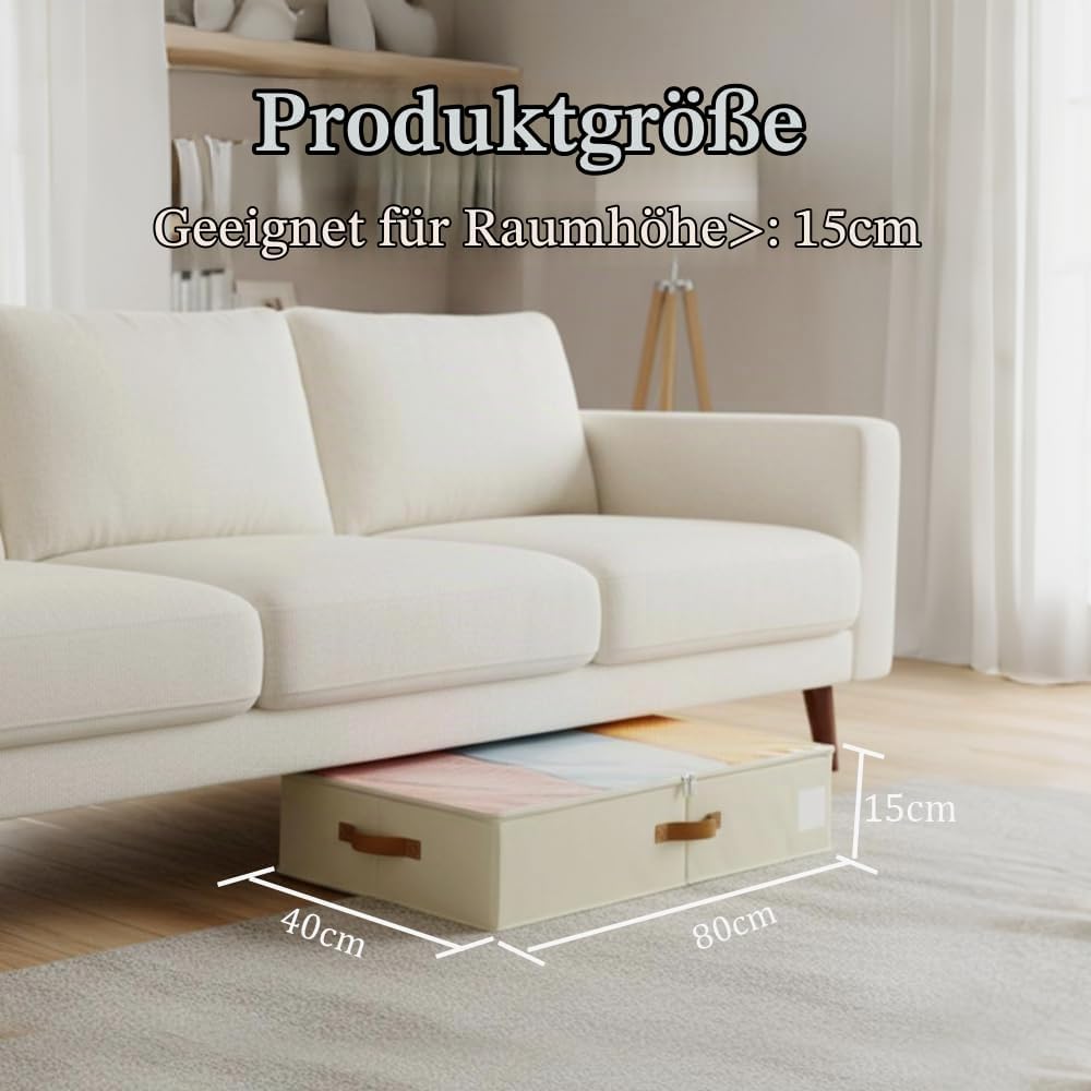 Unterbett Aufbewahrungsbox, Unterbettkommode Mit Stützplatten Rundum und Darunter mit Deckel, 2 Stüc
