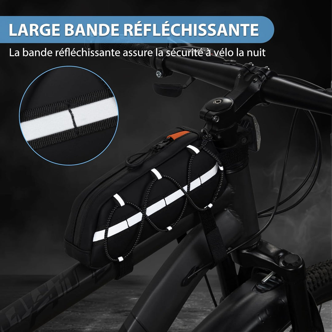 Fahrradrahmentasche, 1,2L Fahrrad Oberrohrtasche mit Reflexstreifen | Wasserabweisende Crossbar Fahr