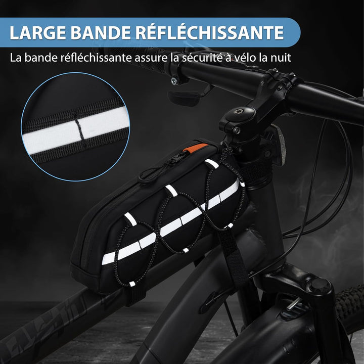 Fahrradrahmentasche, 1,2L Fahrrad Oberrohrtasche mit Reflexstreifen | Wasserabweisende Crossbar Fahr