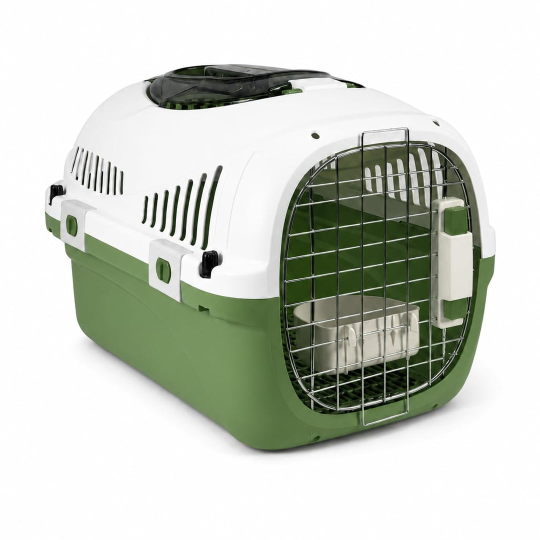 SNOEKIE Katzen Transportbox mit 2 Öffnungen, 49,5 x 32 x 32,6 cm, Haustierbox für Katzen &amp; kleine Hu
