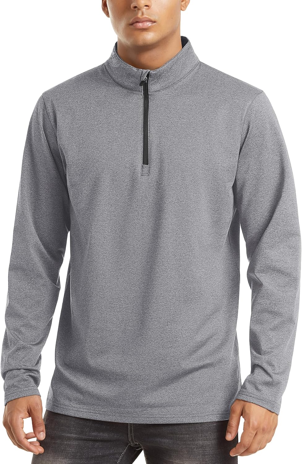 TACVASEN Pullover Herren Langarmshirt Half Zip Fleece Winterpullover Warm Atmungsaktiv Sport Sweatsh