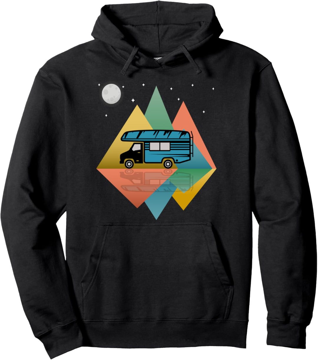 RV Mountains Retro Pop Art Pullover Hoodie