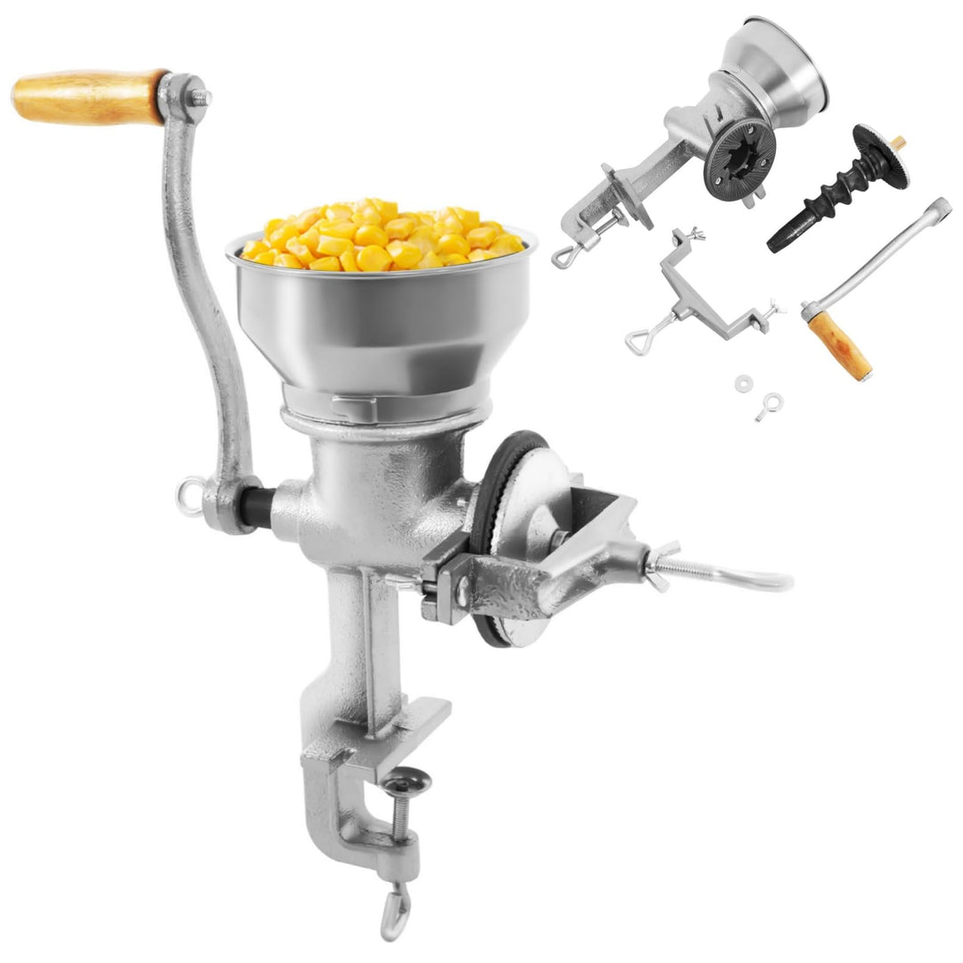 Getreidemühle Manuell 500 Typ, Handmühle aus Gusseisen, Mahlgrad einstellbar, mit grossem Trichter &