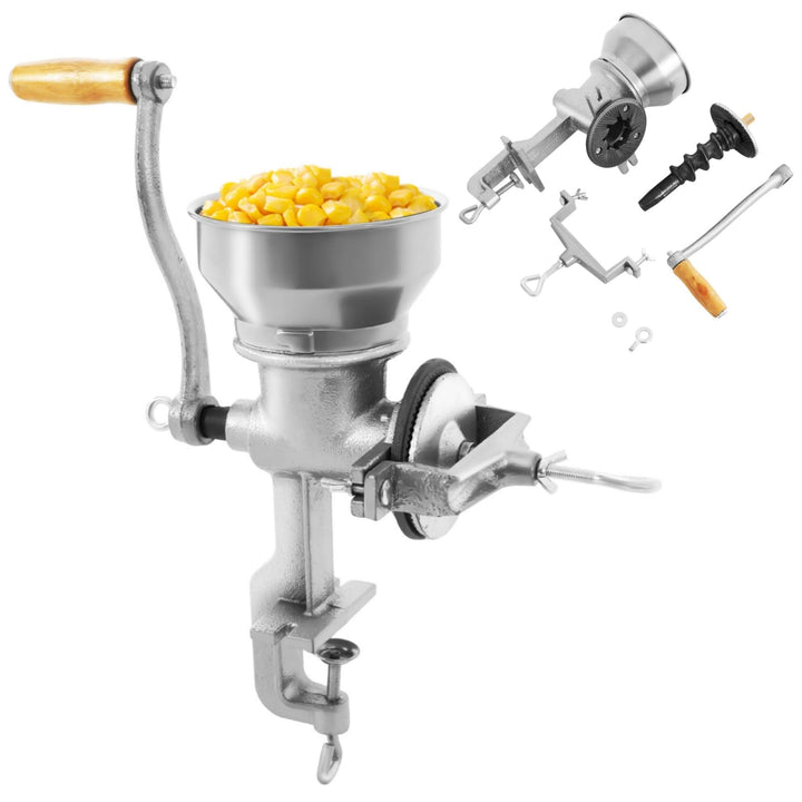 Getreidemühle Manuell 500 Typ, Handmühle aus Gusseisen, Mahlgrad einstellbar, mit grossem Trichter &